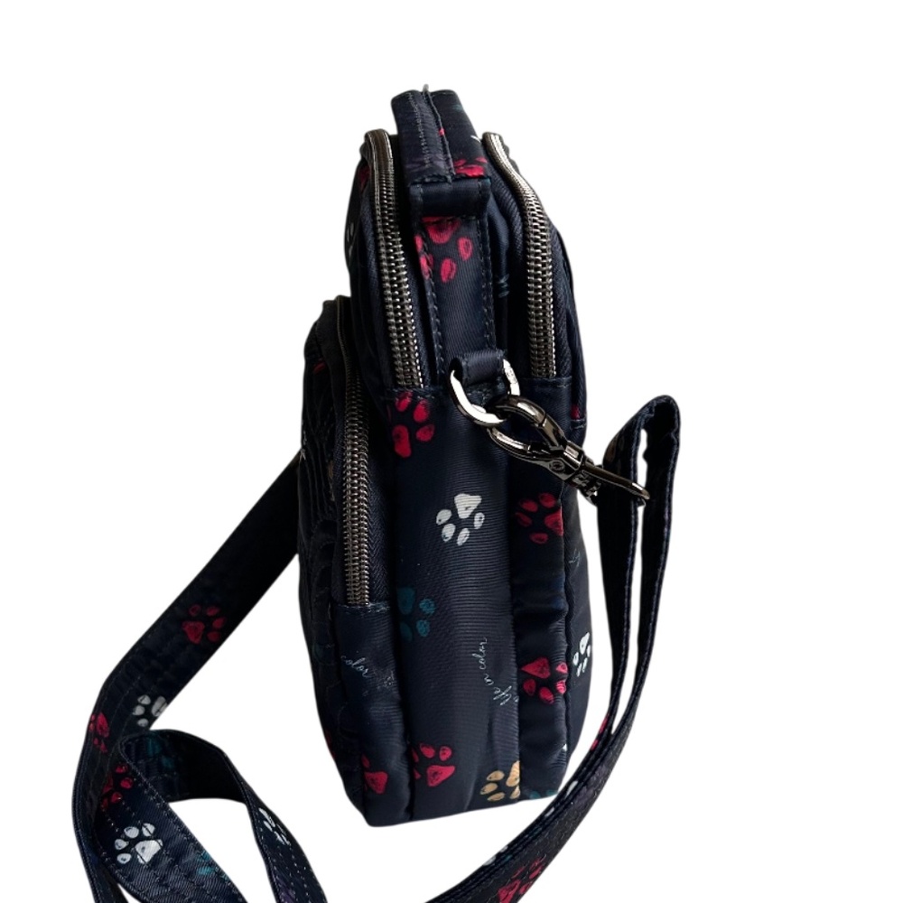 Lug Skeeter Mini Convertible RFID Crossbody Bag Paws Navy Print - Picture 6 of 15
